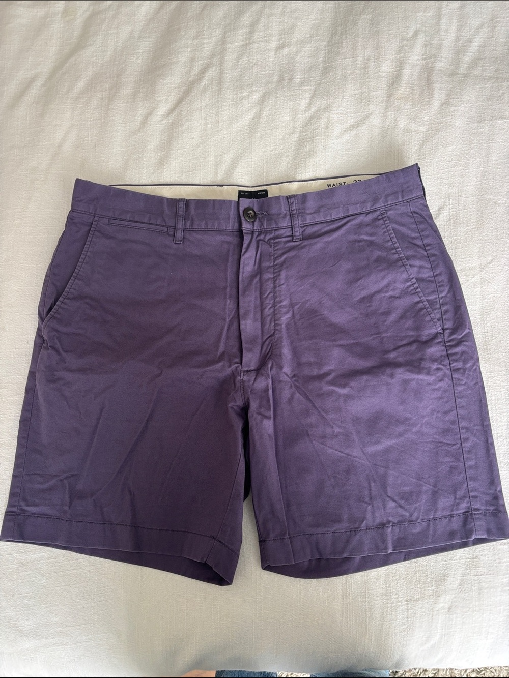 J. Crew Purple Flat-Front Cotton Shorts